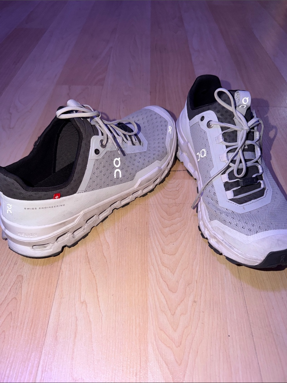 On Running Gray and White Athletic Sneakers